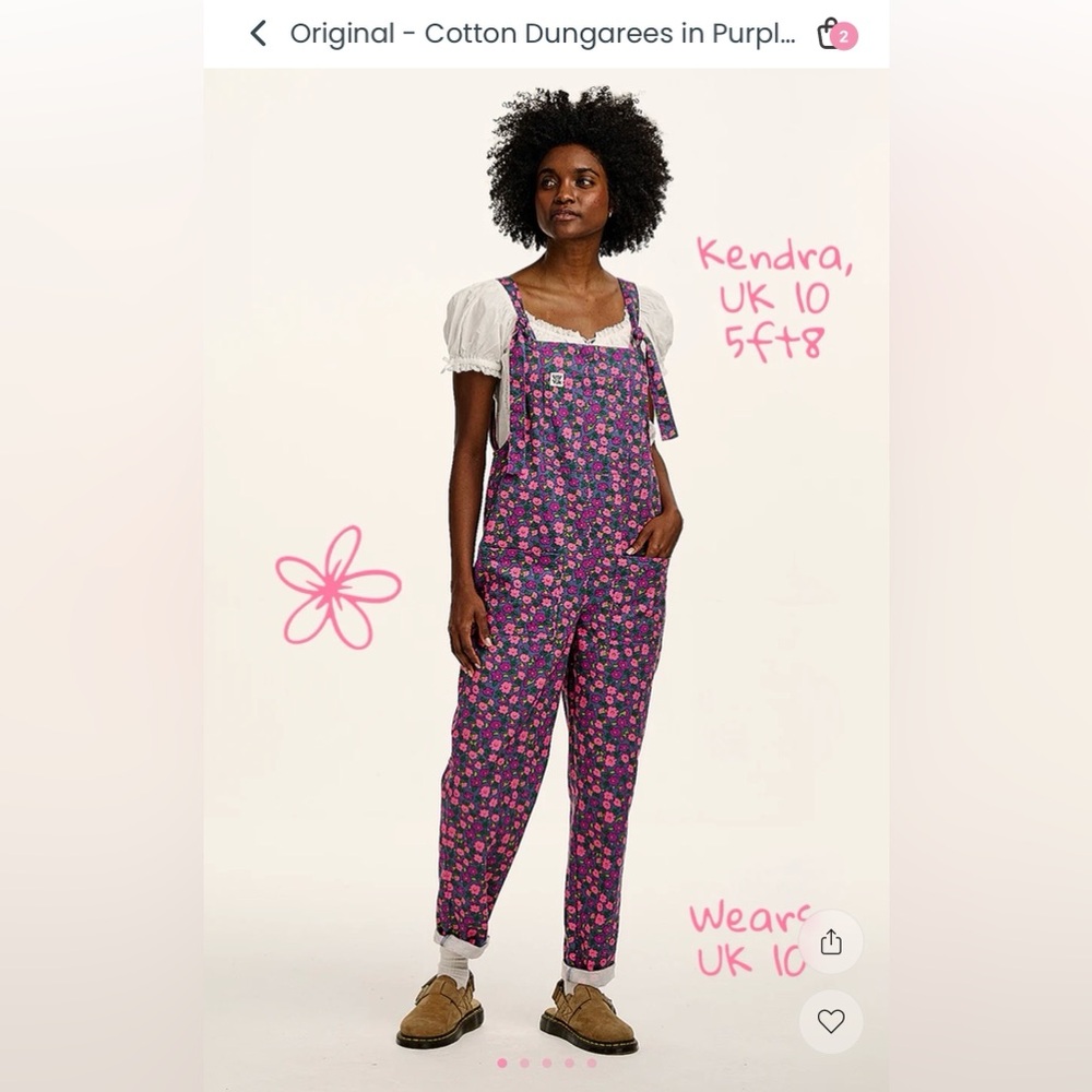 Lucy + Yak Overalls / Dungarees Purple Ditsy Floral Pattern, UK12/US8, NWT